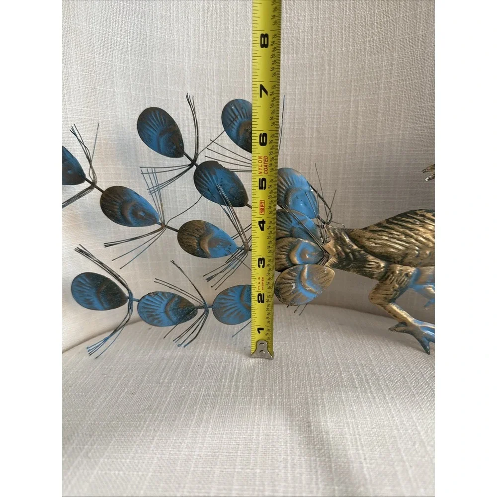 Set Of 4 Peacocks Wall Hangings Art Metal/Tin‎ Turquoise Blue/Gold Hong Kong